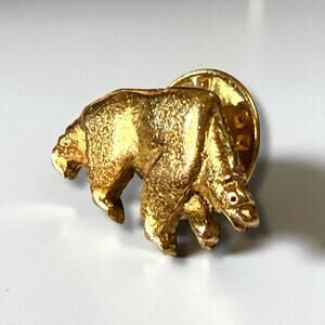 Vintage Russian Bear Gold Tone Lapel Pin USSR